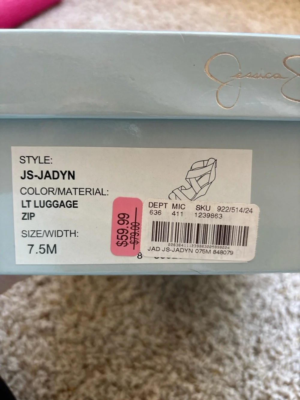 Jessica Simpson Jadyn Platform Sandals - Sz. 7.5 Lt Luggage Zip